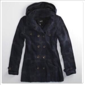 Hurley Winchester Blue Plaid Hooded Flannel Jacket